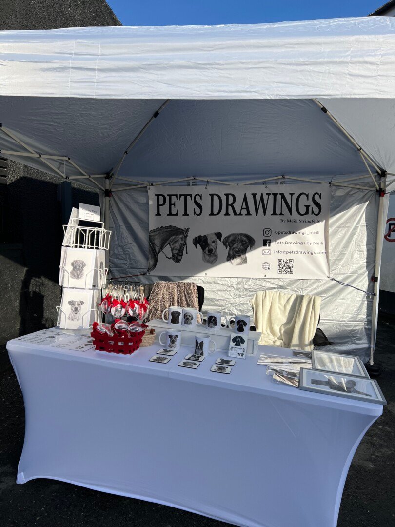 Pets Drawings stall at a market